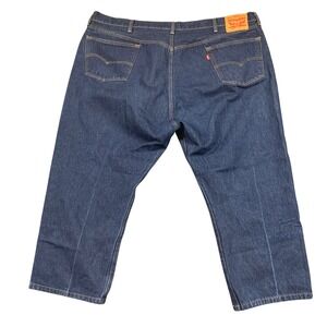 Levi Strauss 501 Mens W52 L32 Actual:‎ 46x25 Button Fly Dark Wash Denim Jeans